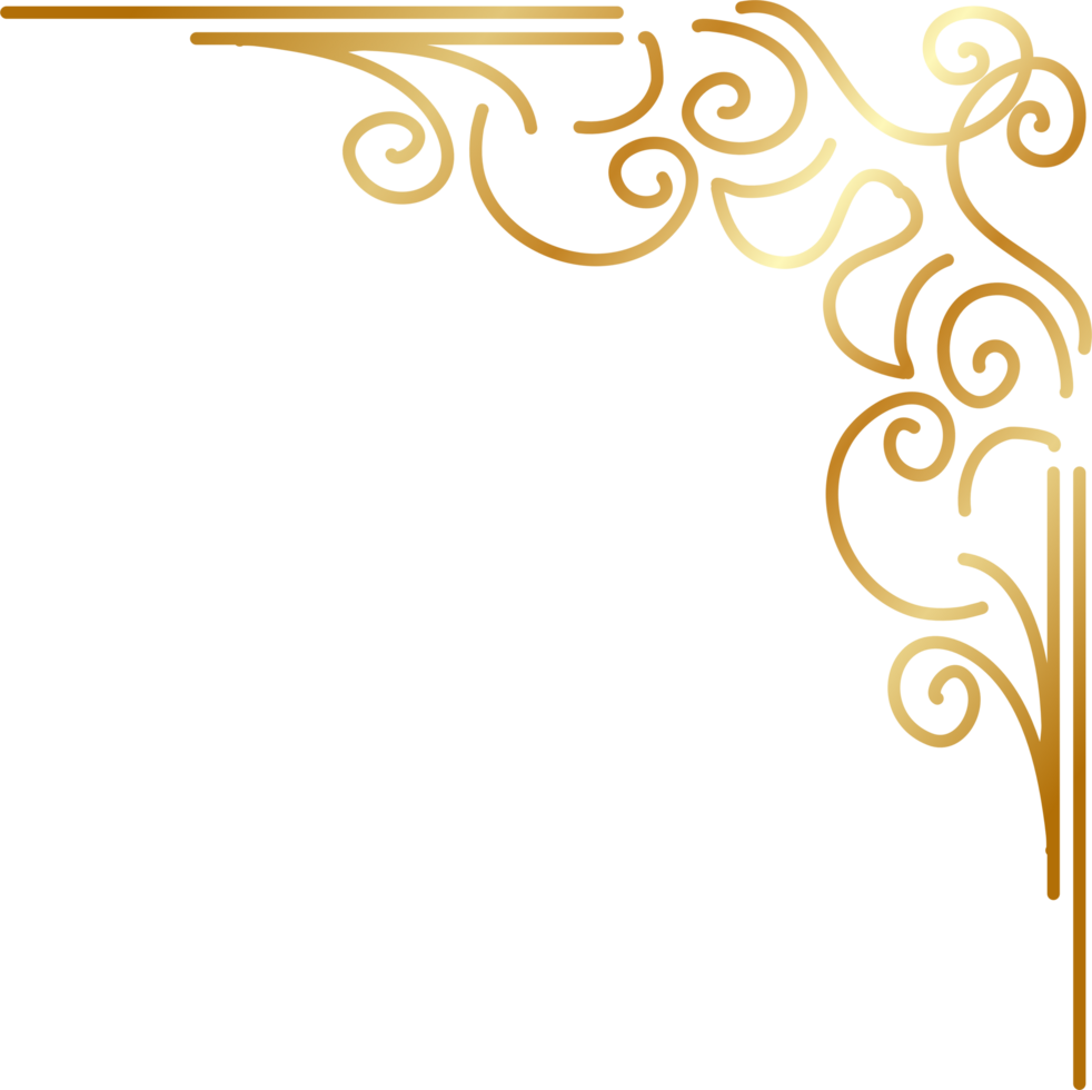 Golden wedding ornament png