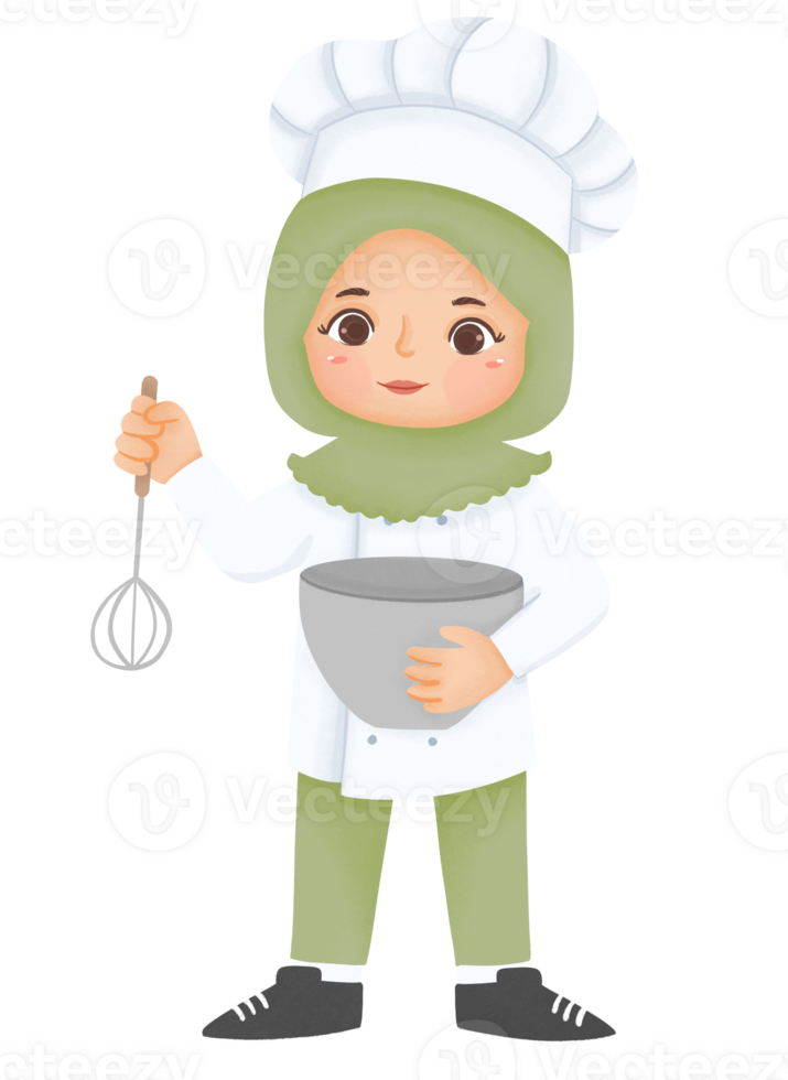 Hijab girl wearing chef uniform png