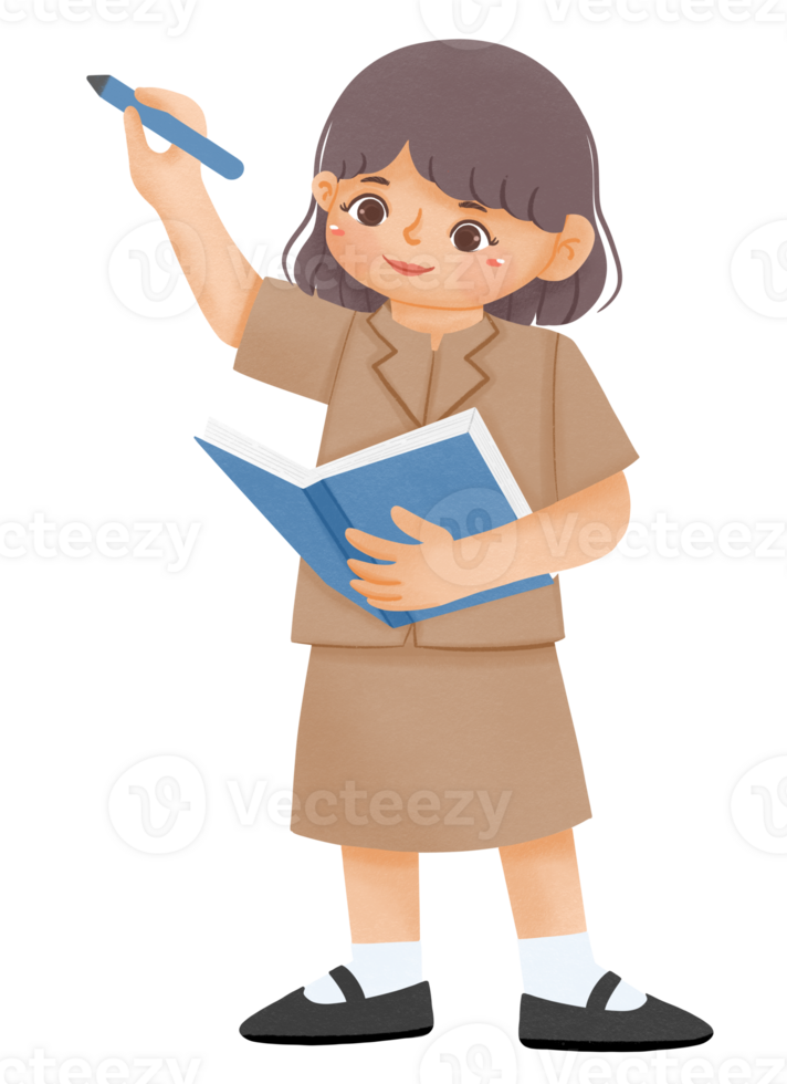 Cute girl wearing teacher uniform png