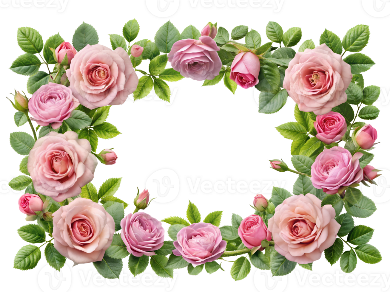 Delicate Pink Rose Floral Frame for Romantic and Elegant Borders. png