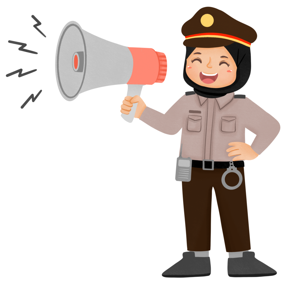 Hijab girl wearing police uniform png