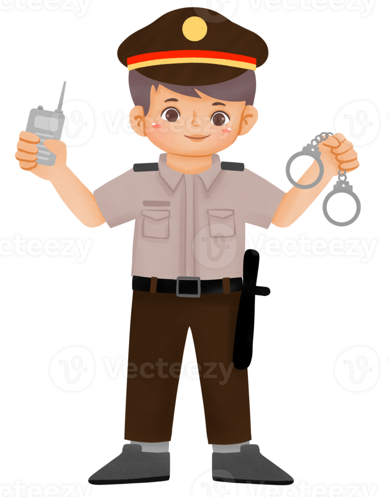 Cute boy wearing police uniform png