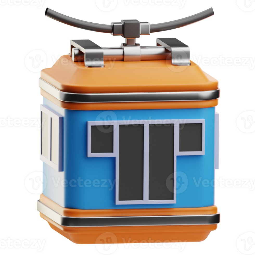 Cable Car Cabin Winter object illustration 3D png