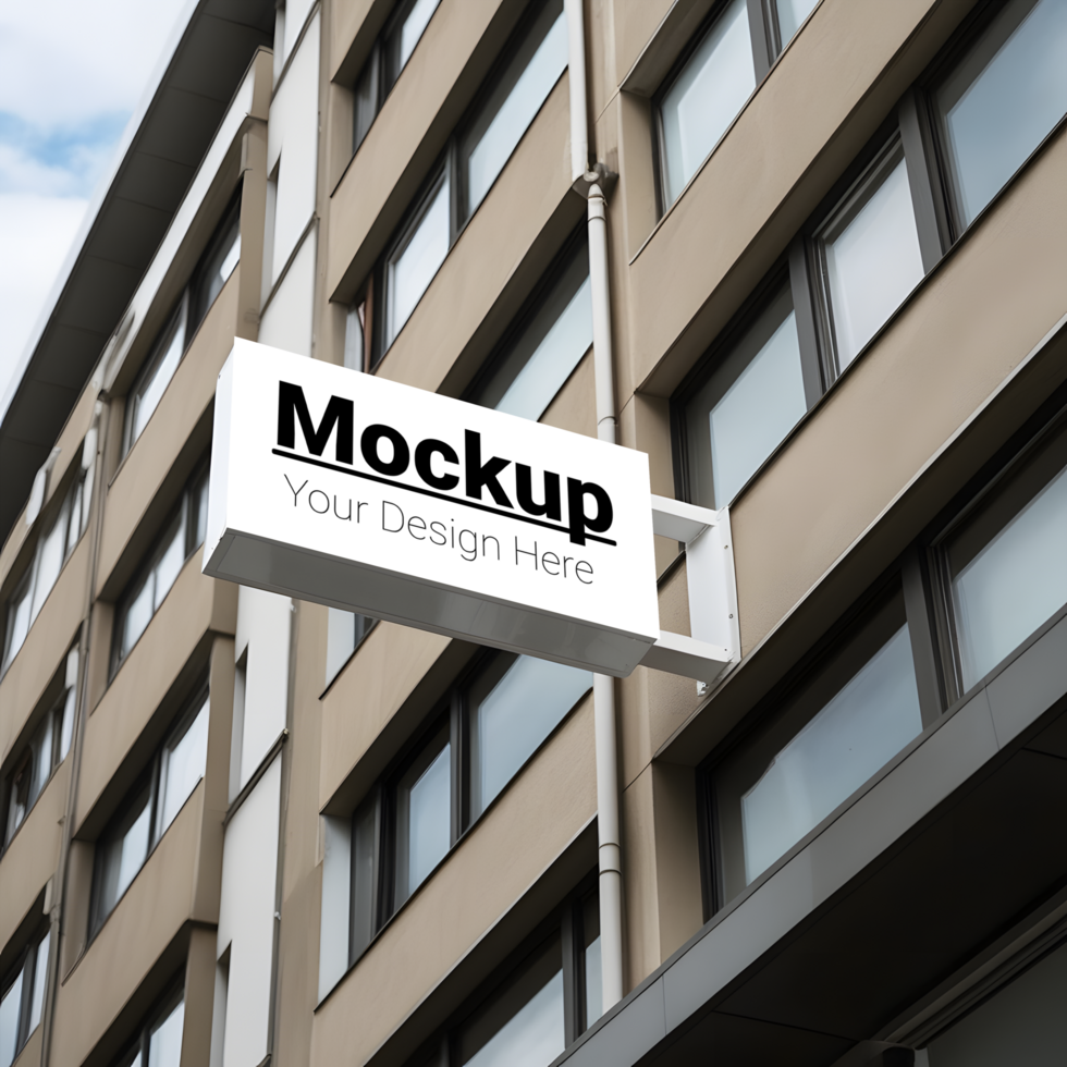 A mockup sign on the side of a building psd
