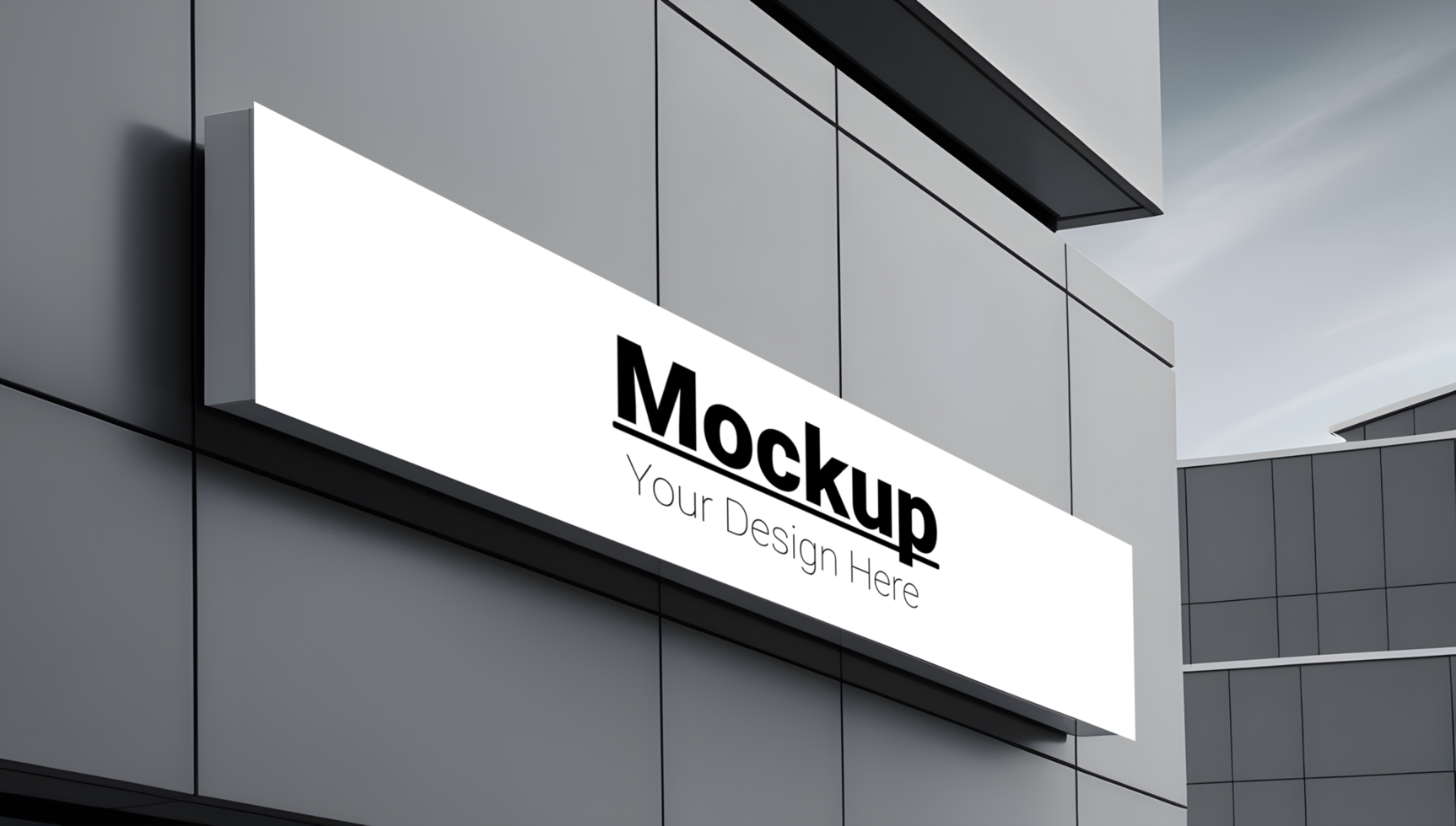 A modern building with a sign that says mockup psd