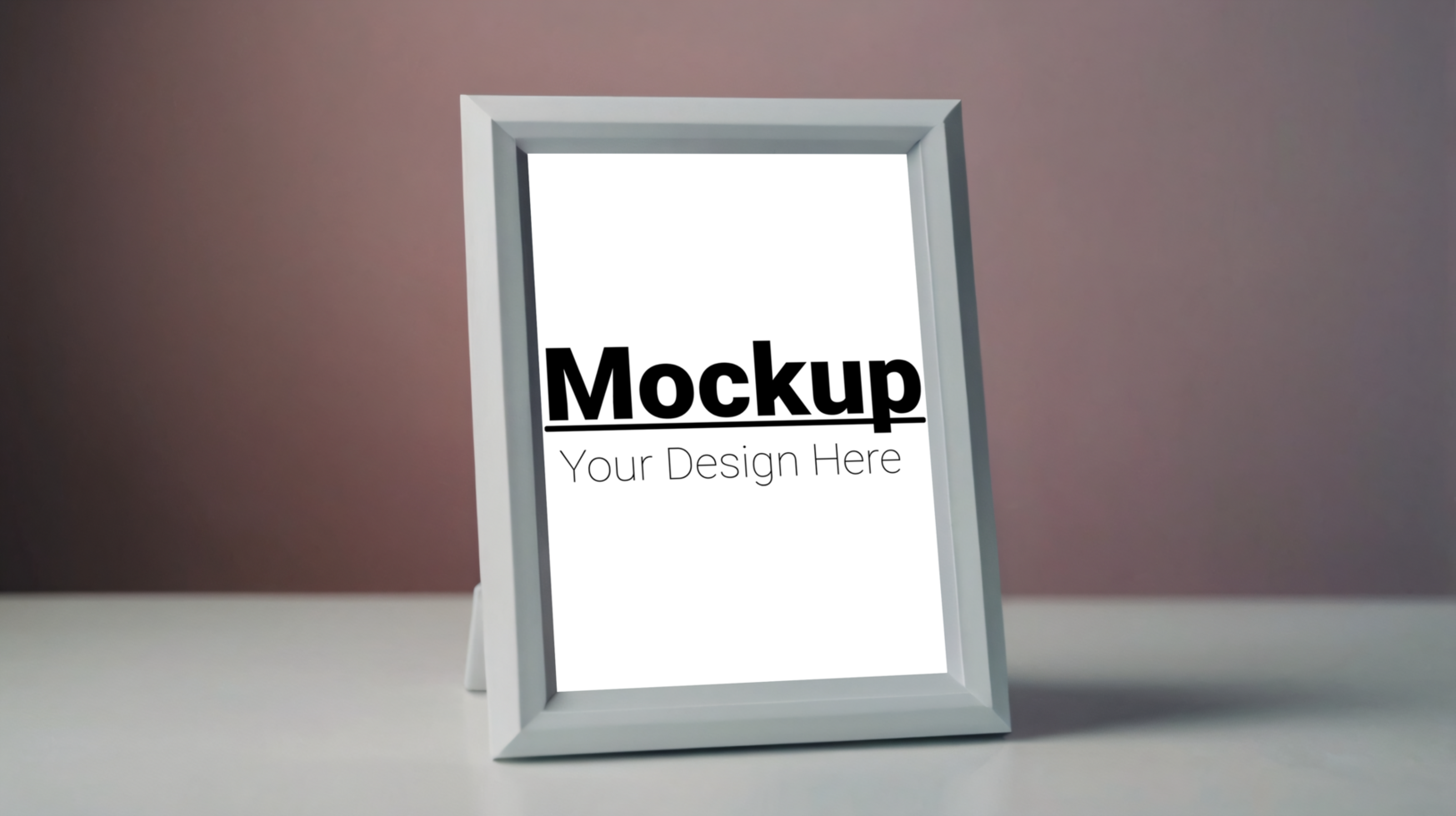 Mockup of a white frame on a table psd