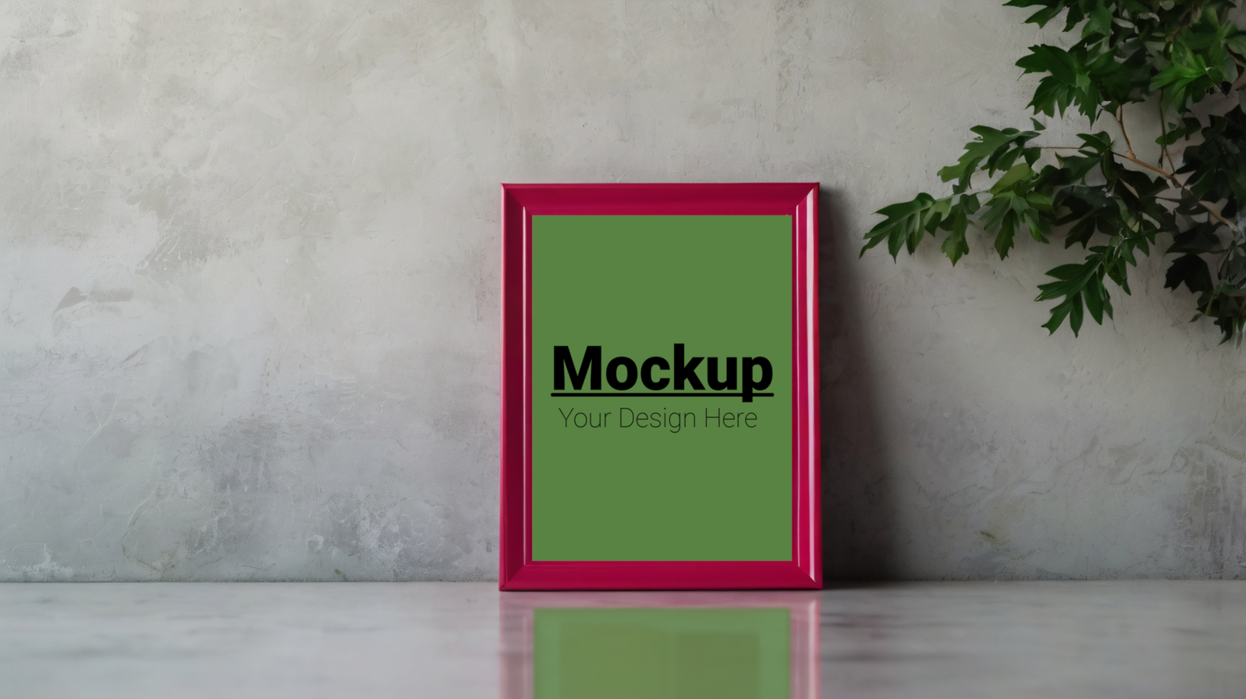 Mockup of a pink frame on a table psd