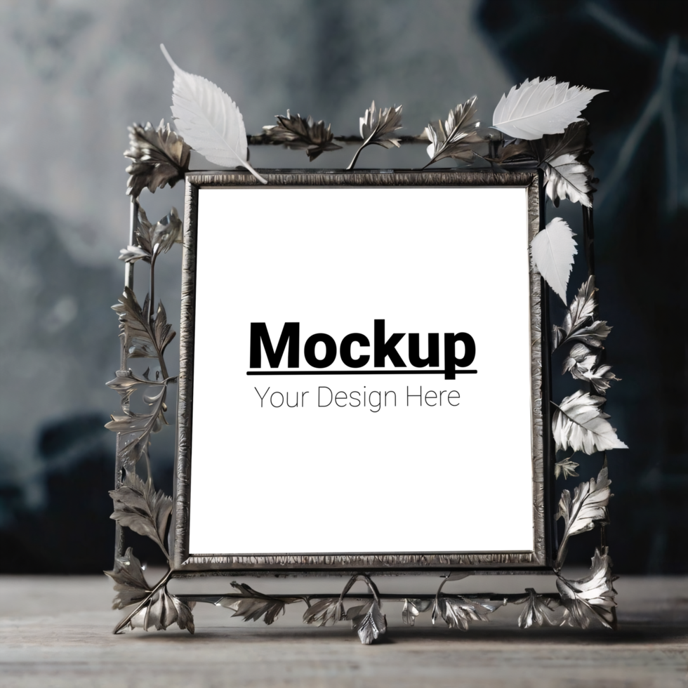 A frame with leaves mockup psd