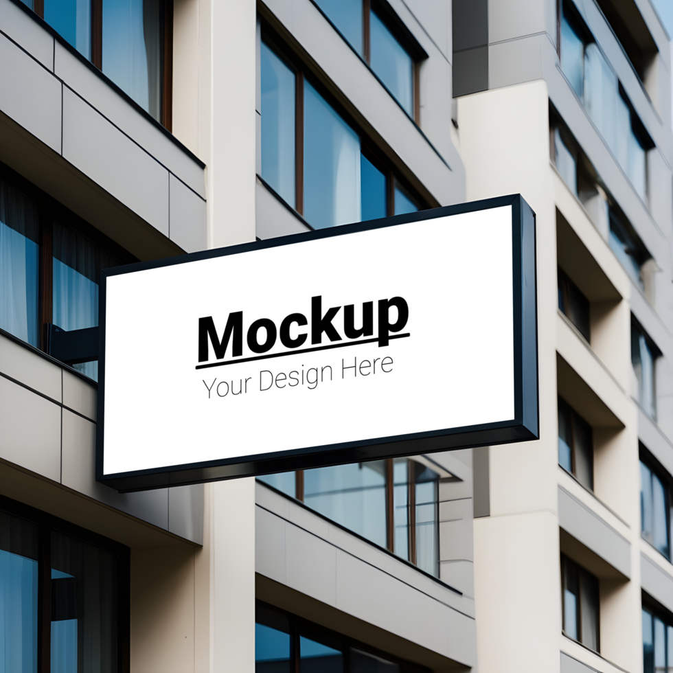 Modern building with white billboard mockup psd