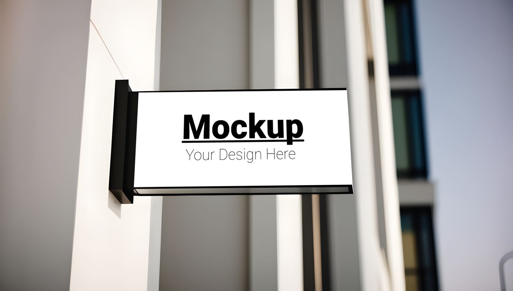A mockup sign on a building wall psd