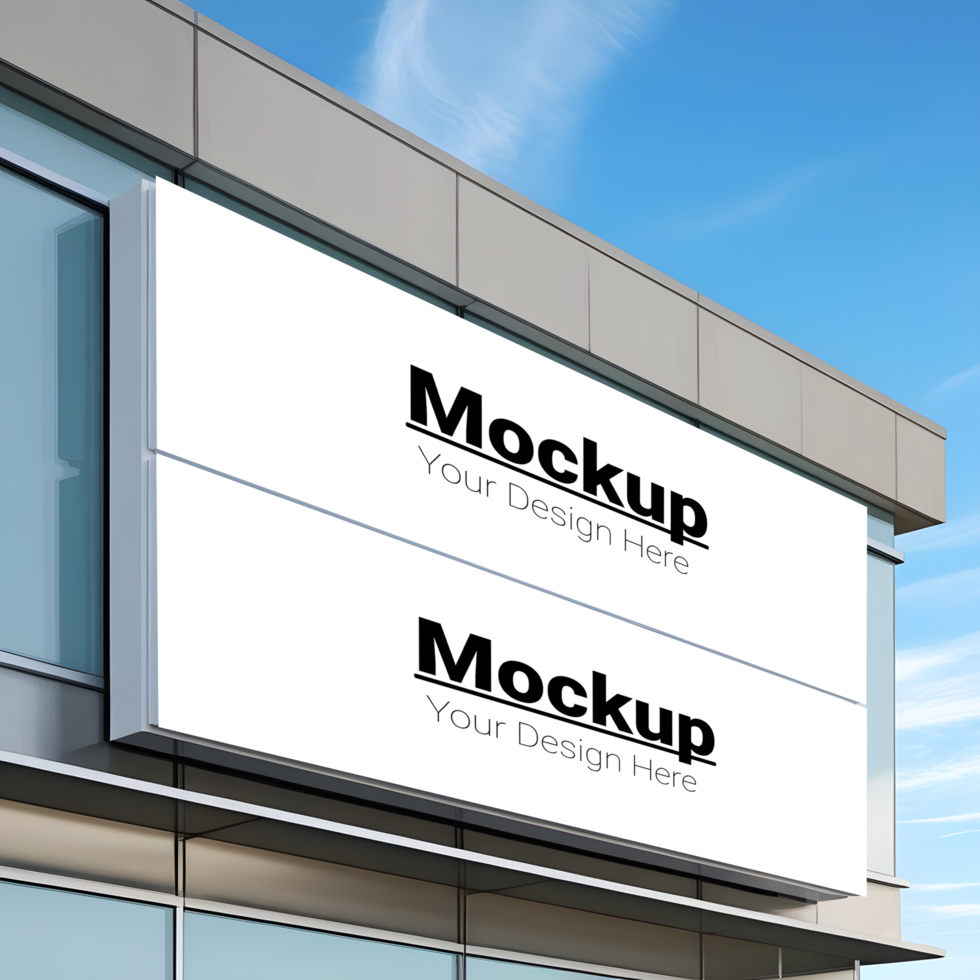 Modern office building with white billboard mockup psd