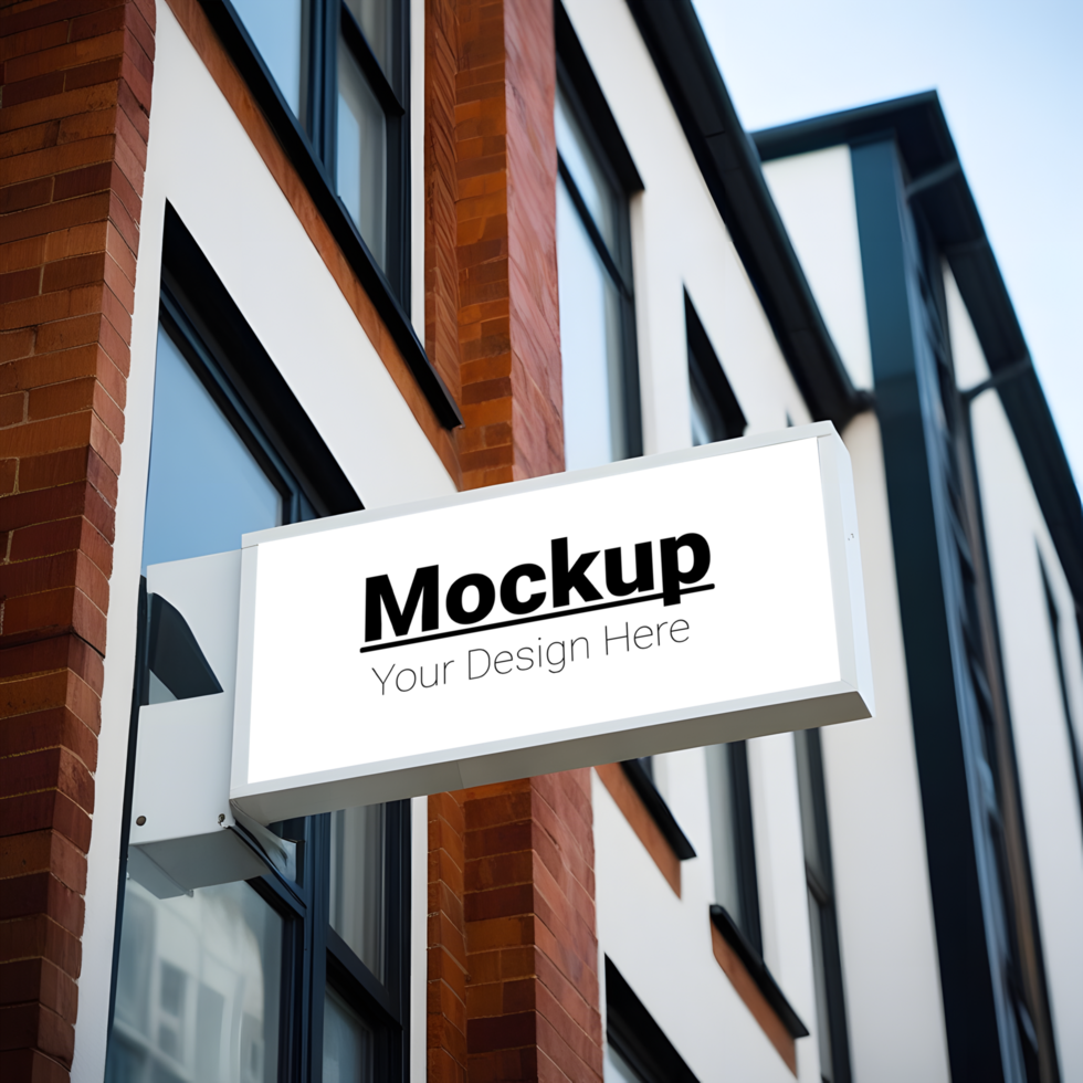 Modern office building with a mockup sign on the side psd