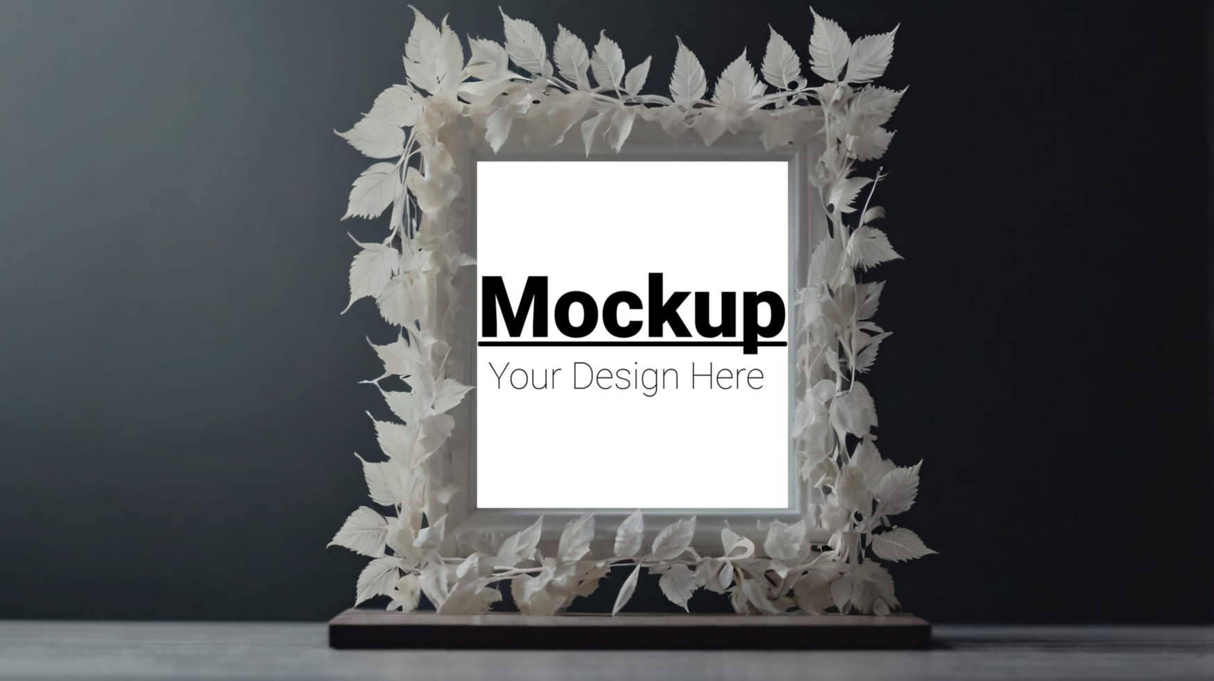 Mockup of a mirror frame with leaves psd