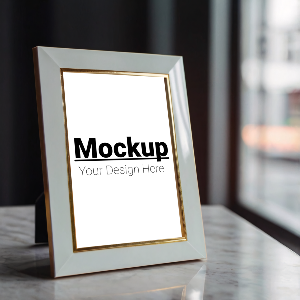 Mockup of a photo frame on a table psd