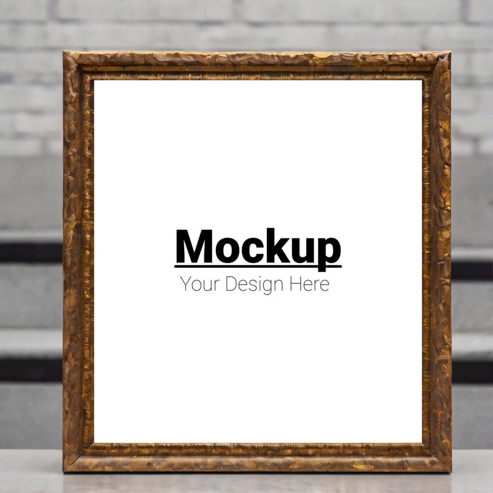 Frame mockup with wooden background psd