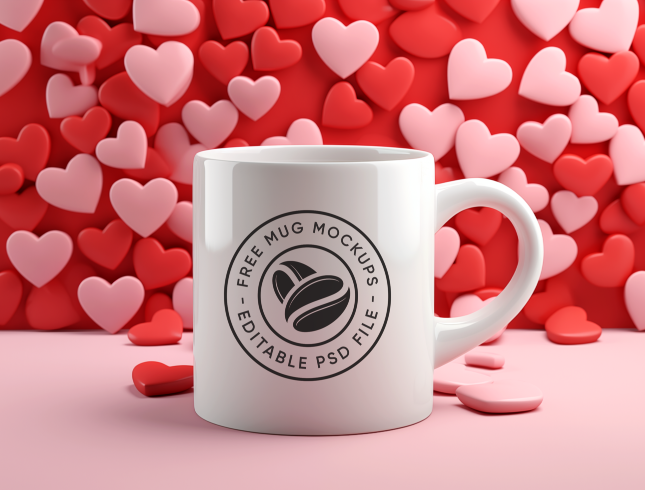a coffee mug with a heart shape on it psd