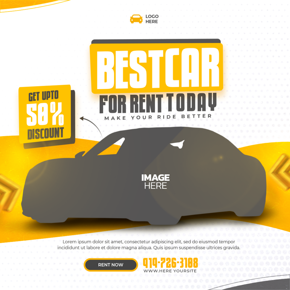 the best car sale banner is shown on a yellow background psd