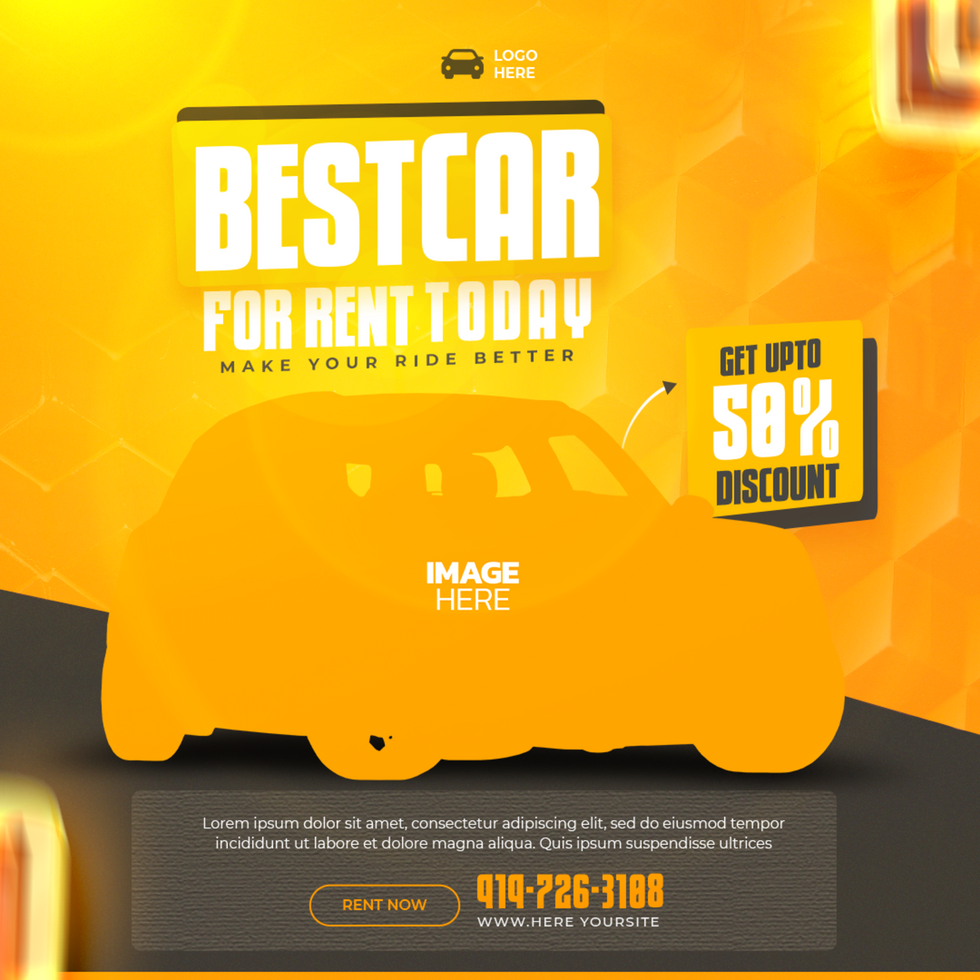 best car for rent today car ad template psd