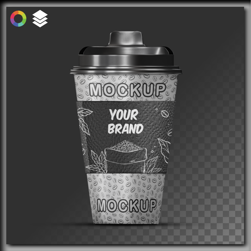Front View Coffee Cup Mockup with Paper Sleeve Perfect for Branding Design Transparent Background psd