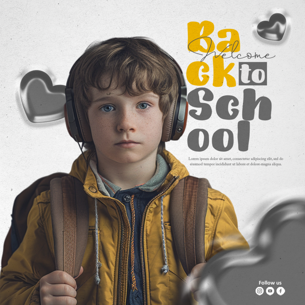 Back to school vertical poster template with photo psd