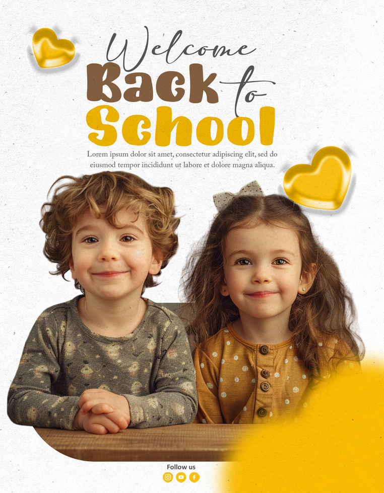 Modern back to school admission flyer design poster template psd