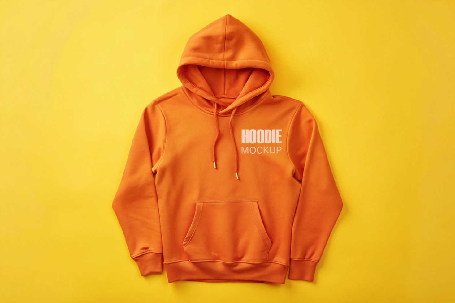 Front view Orange hoodie mockup Template psd