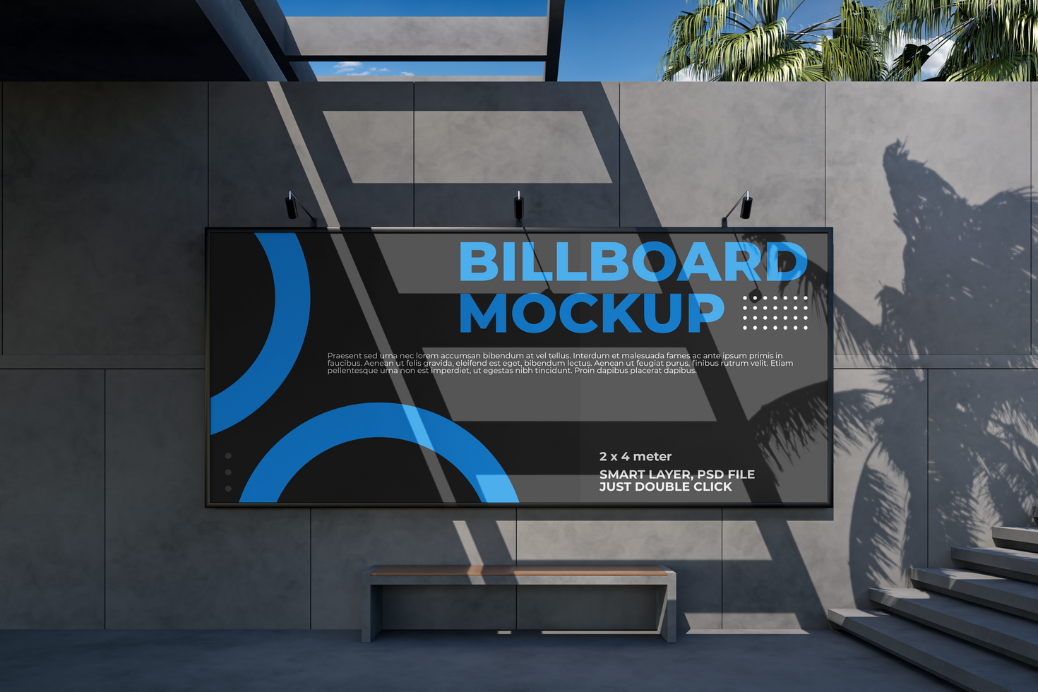 Wall Billboard Mockup, front view psd