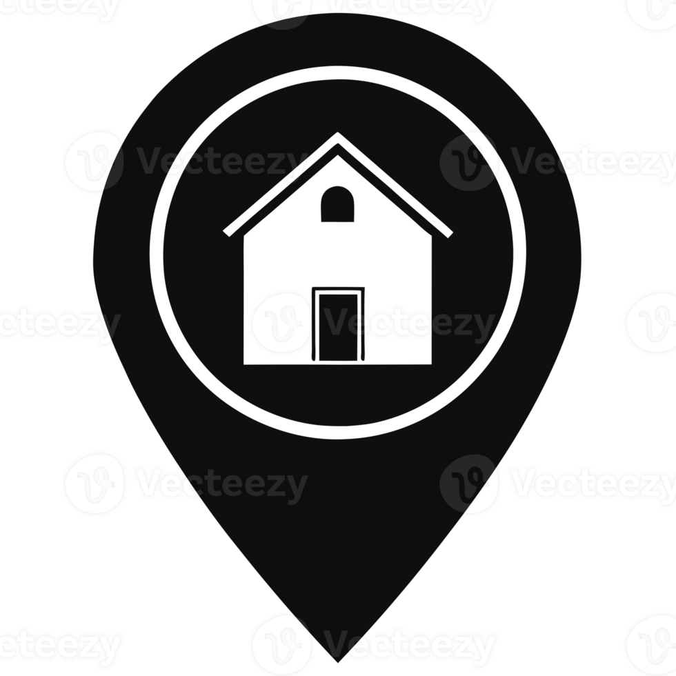 A simple black icon is centered within a location pin symbol cutouts png