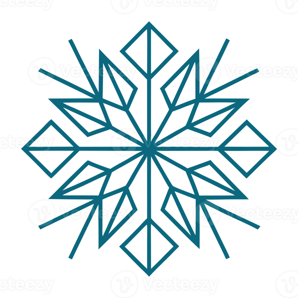 un geométrico azul copo de nieve diseño caracteristicas angular formas y un simétrico modelo. recortes png