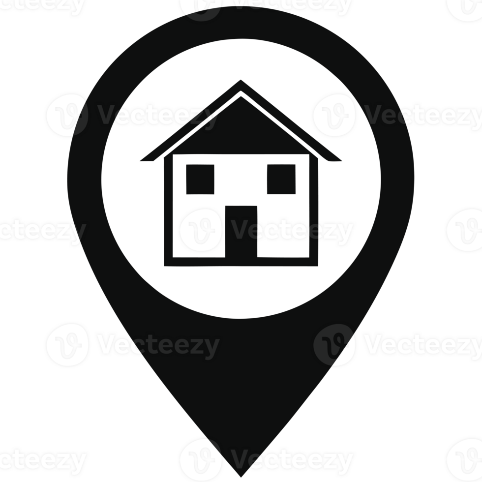 A simple black icon is centered within a location pin symbol cutouts png