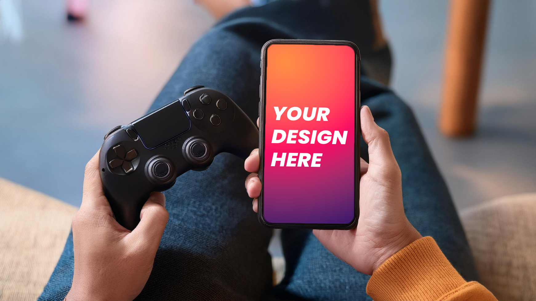 Game On Mobile mockup psd
