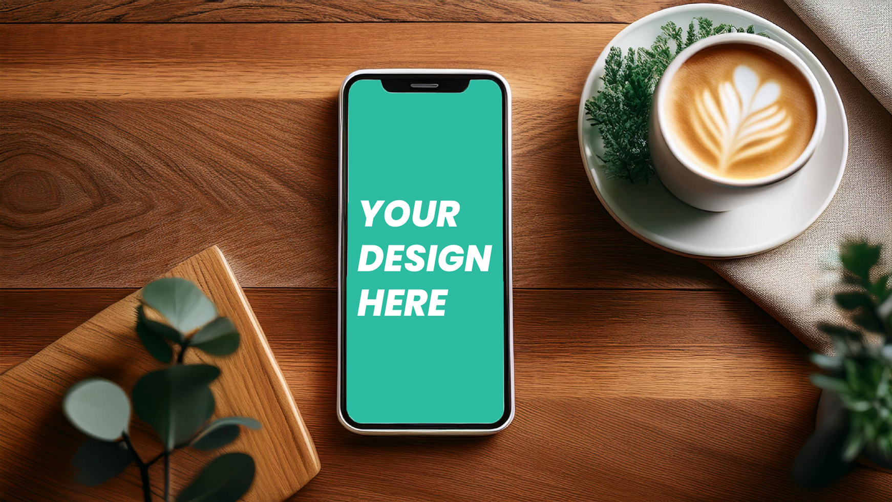 Morning Mood Tabletop Mobile Mockup with Coffee Cup psd