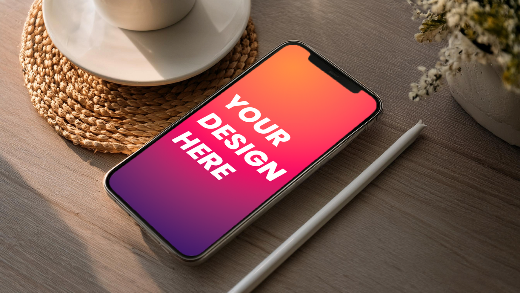 Real World Interface Tabletop Mobile Mockup psd