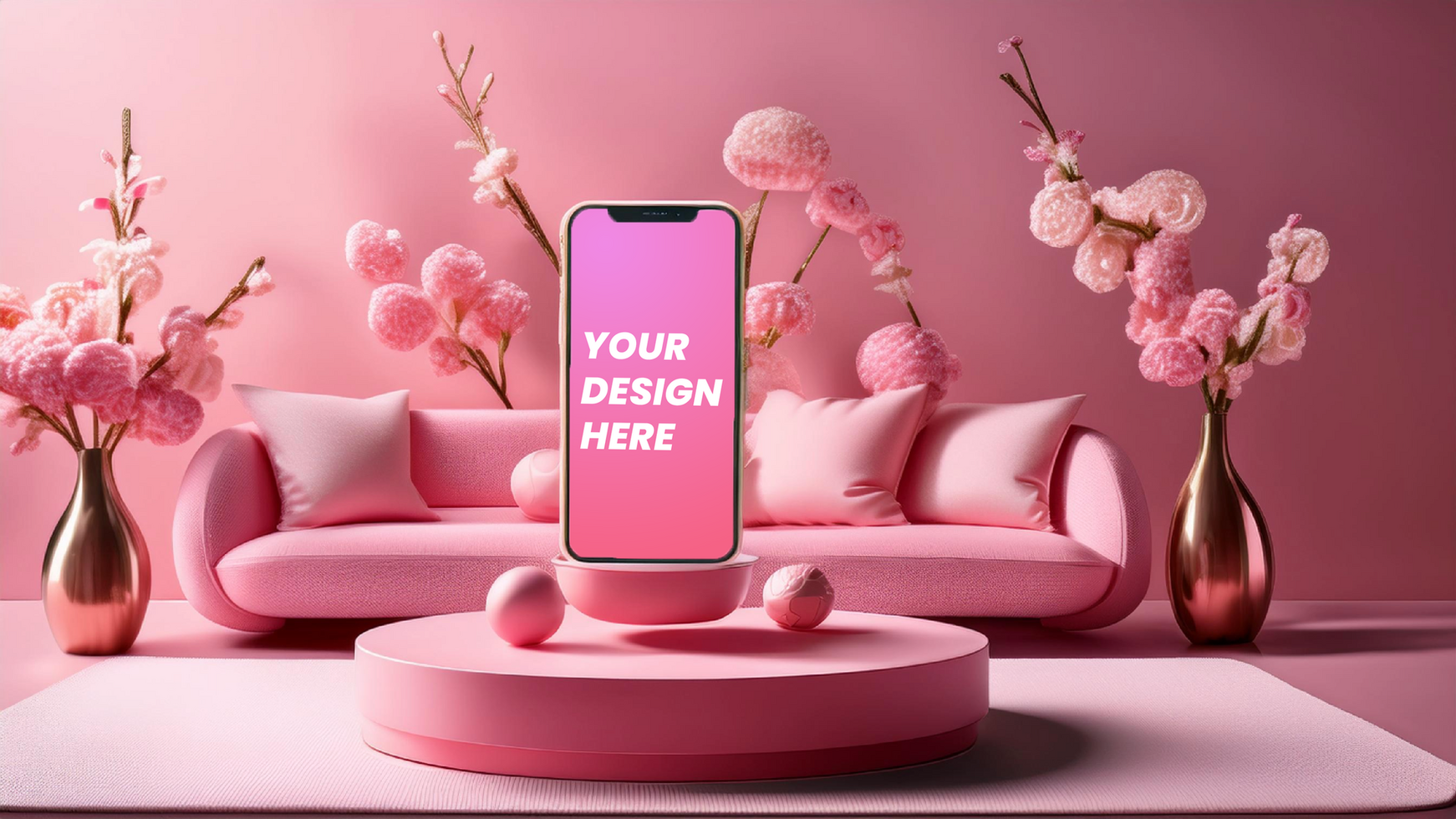pink background mobile mockup psd