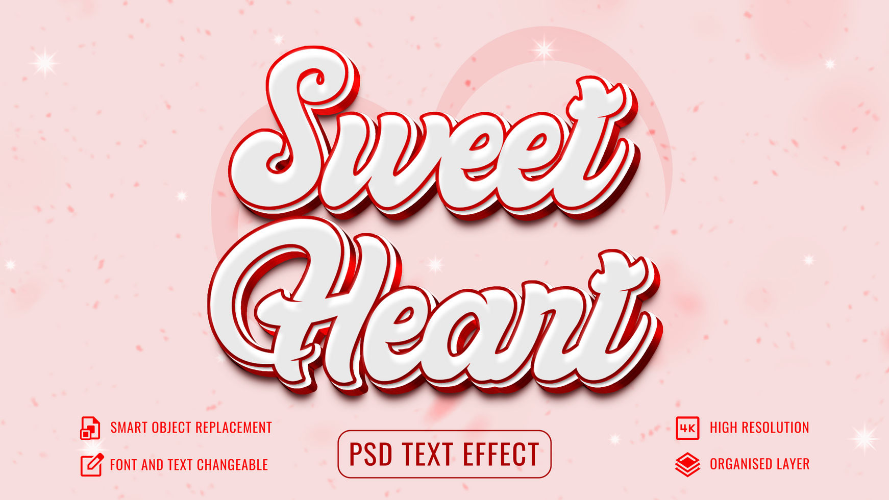 Sweet heart romantic text effect psd
