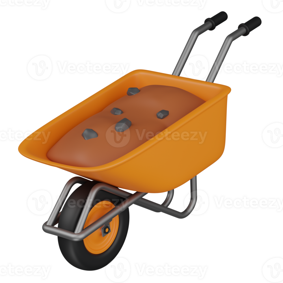 3d render Wheelbarrow illustration png