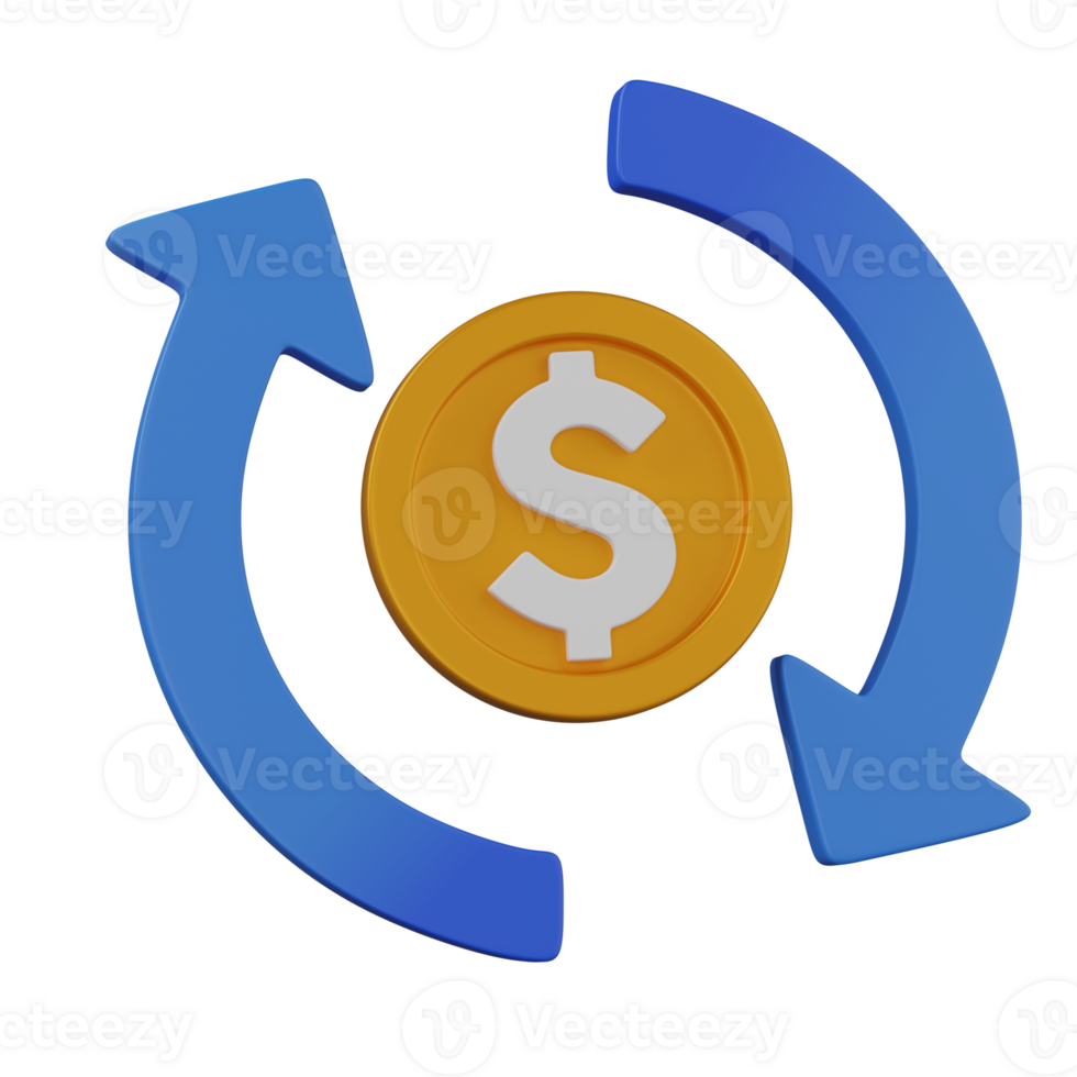3d render Money Conversion illustration png