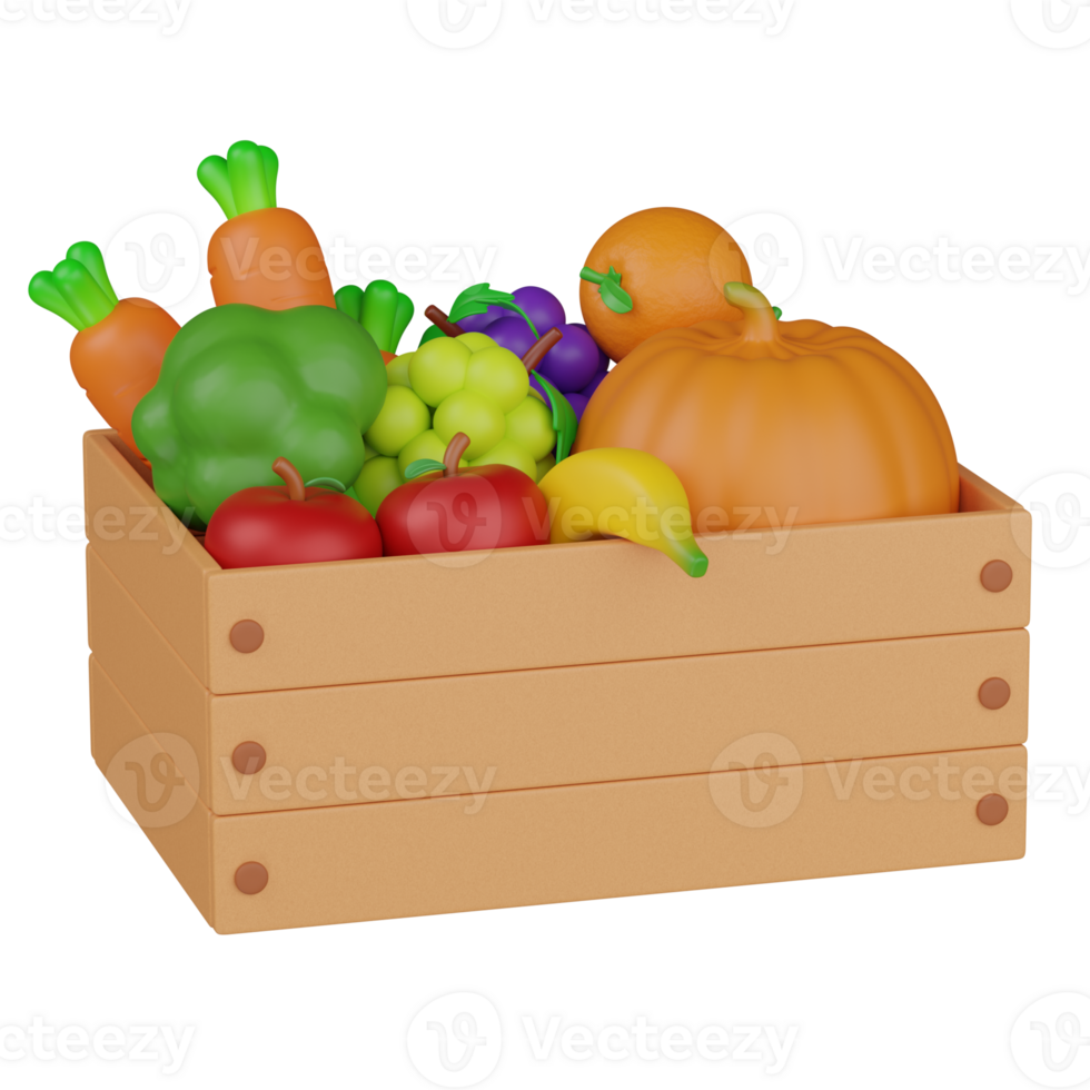 3d render Harvest Box illustration png