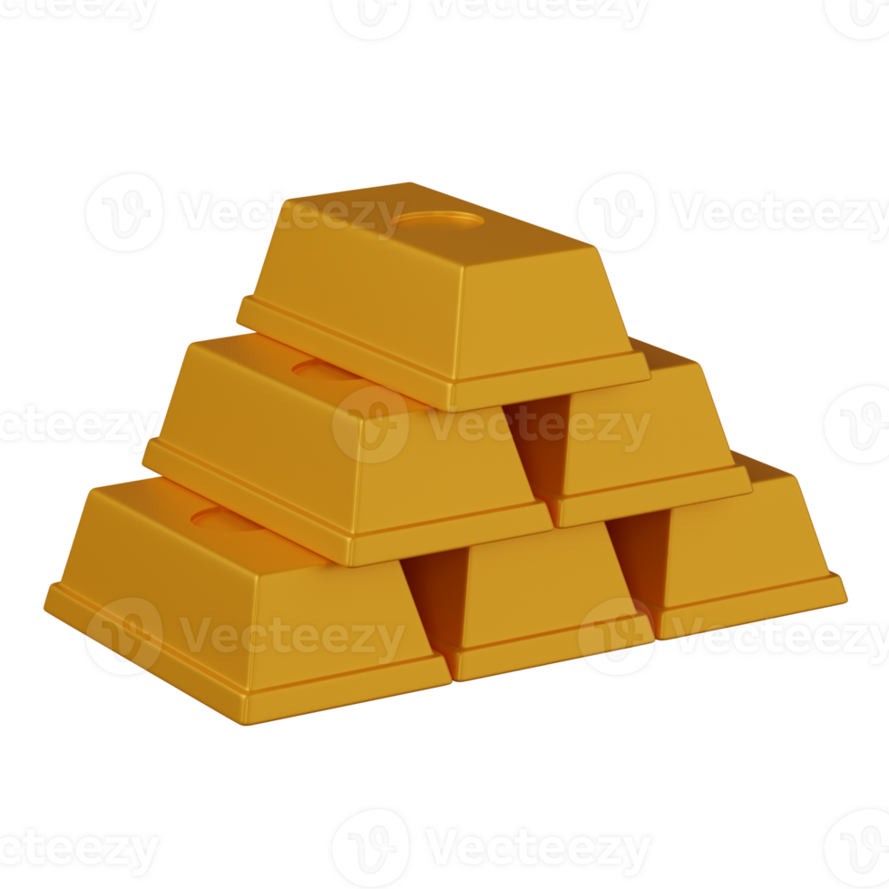 3d render Gold Bars illustration png