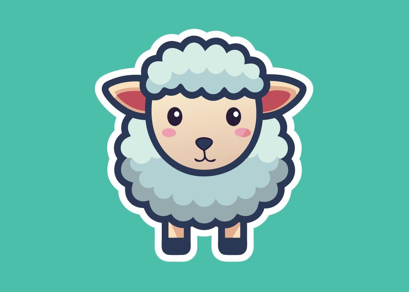 Cute Cartoon Sheep with Fluffy Wool vector