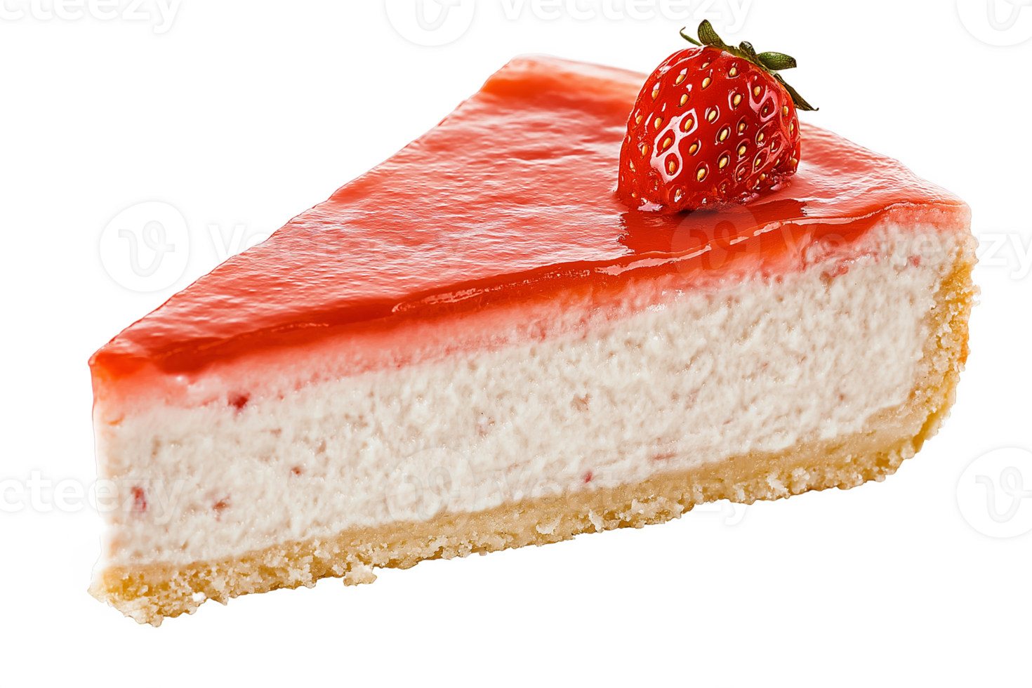 A slice of cheesecake with a strawberry on top png