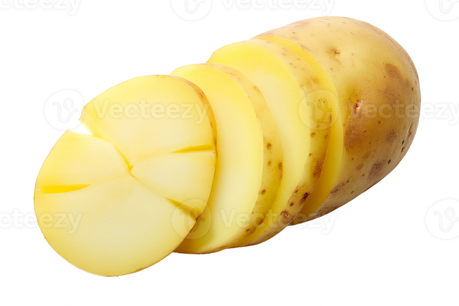 A potato is cut in half and sliced png
