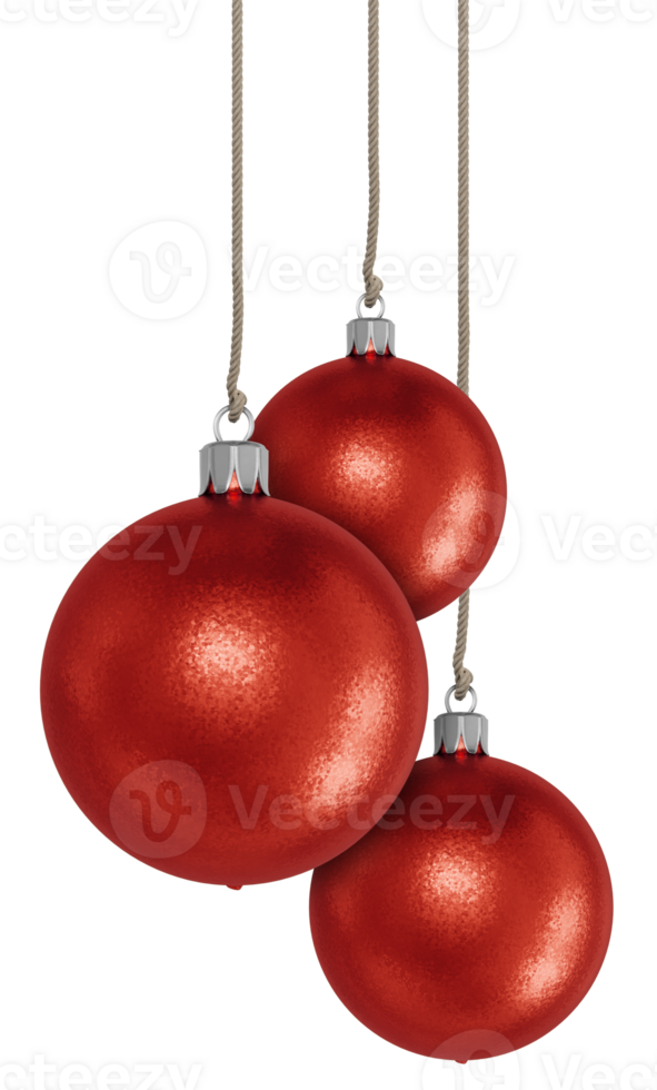 Red Christmas balls. Isolated on transparent background png