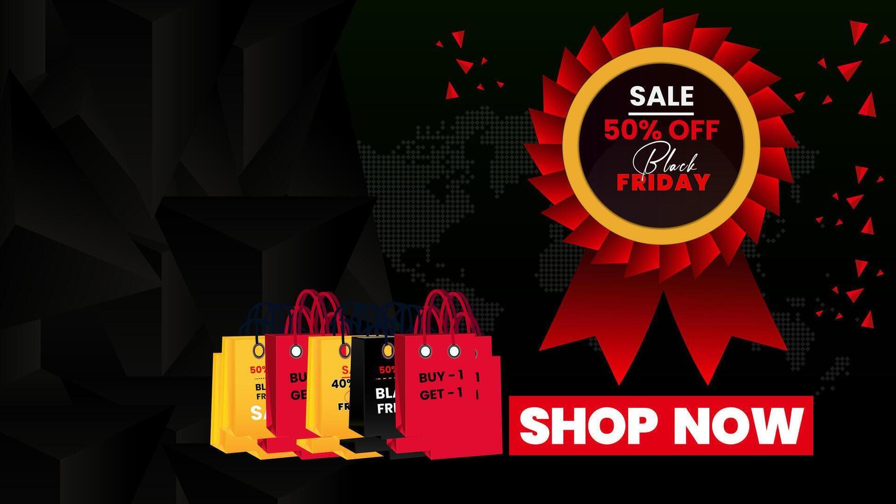 Black Friday Sales Discount Offer on Shopping in Landscape Polygonal Background vector