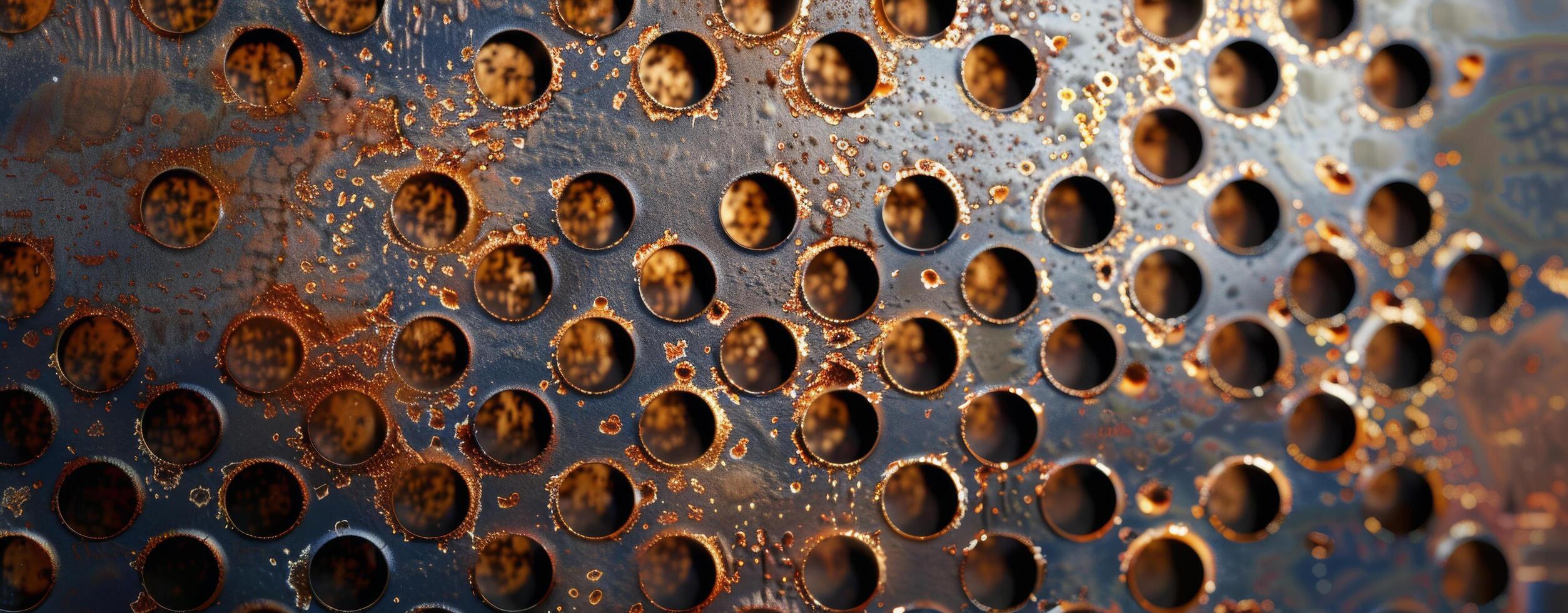 Close Up of Metal Mesh With Orange Bokeh Lights photo