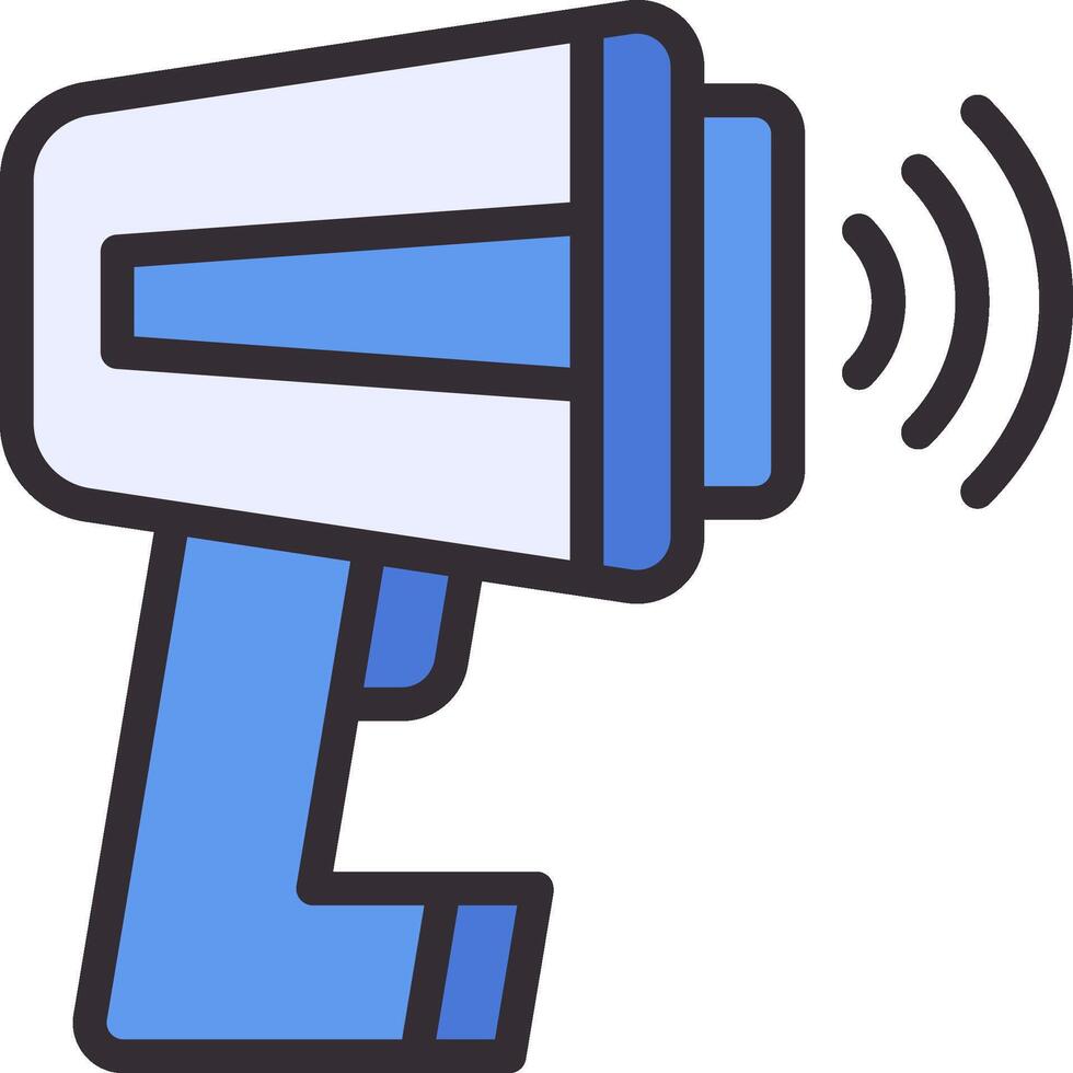 A blue megaphone with a sound wave icon vector