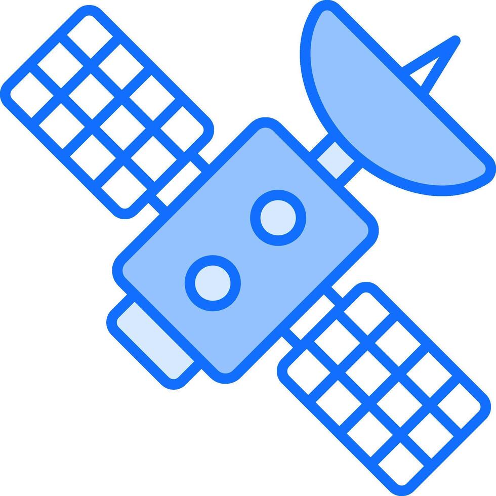 A satellite icon with a blue background vector