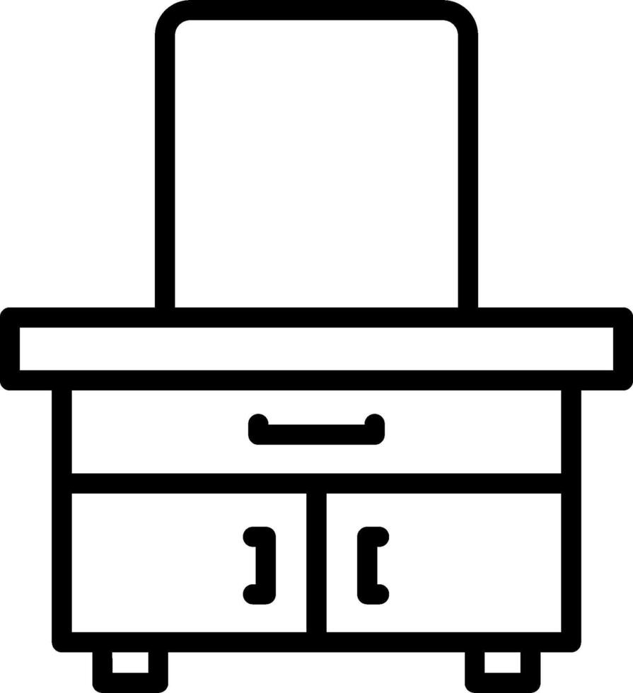 A desk with drawers and a computer on it vector