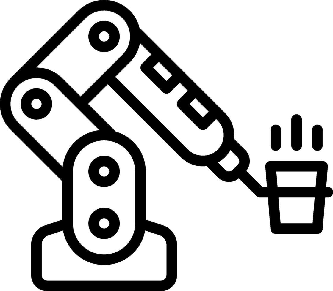 A robot arm holding a cup and a cup of coffee vector