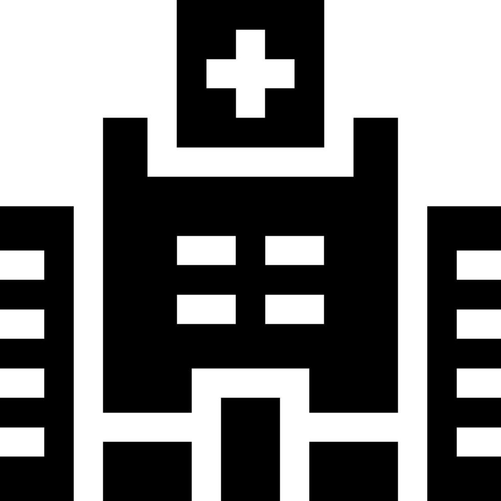 A black and white image of a hospital building vector